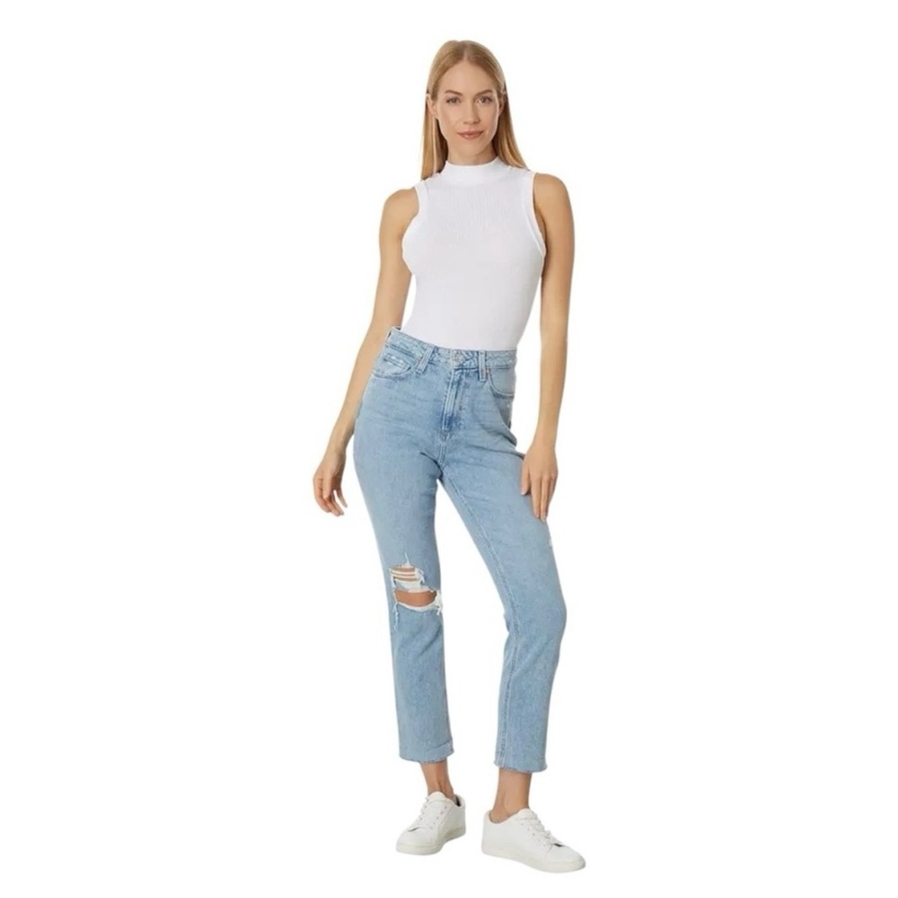PAIGE High-Rise Jeans Brigitte‎ Raw Hem Cuf in Cori Destructed Denim Size 29 NEW